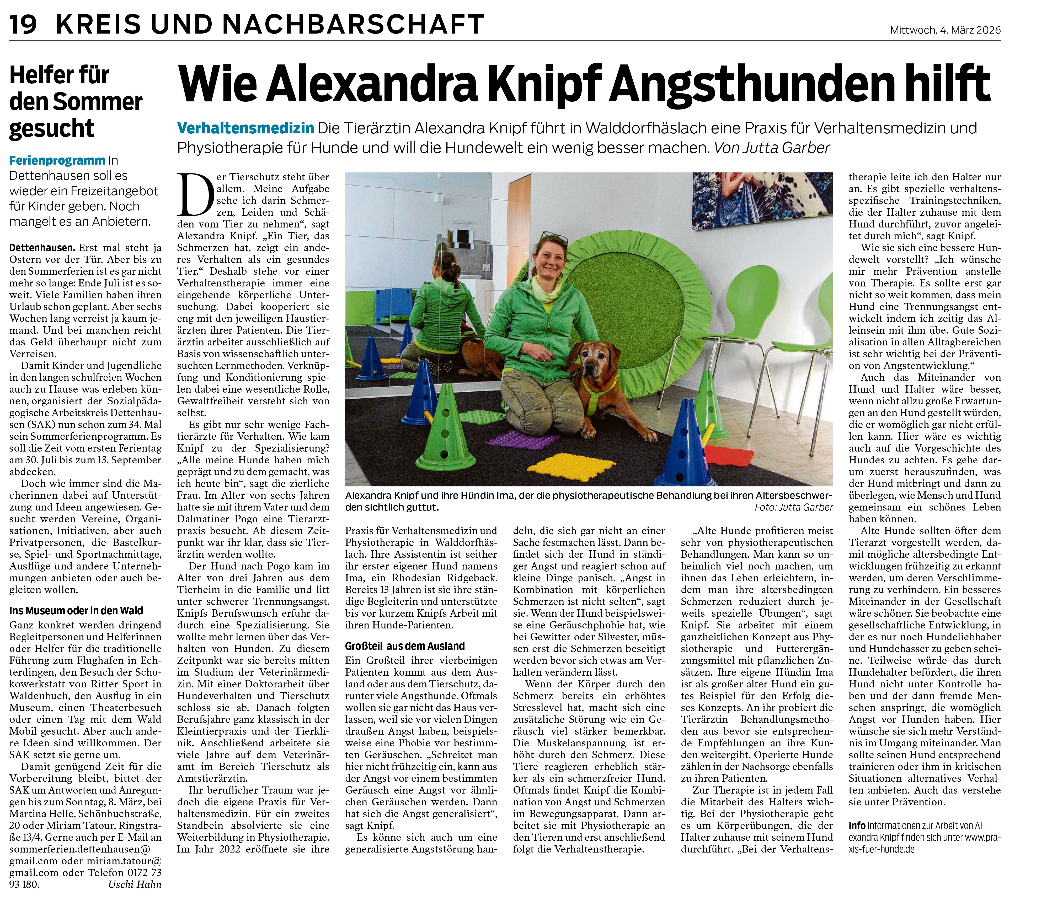 Beim Anklicken des Bilds öffnet sich das PDF. Zeitungsartikel im Schwabischen Tagblatt vom 04. Maerz 2026